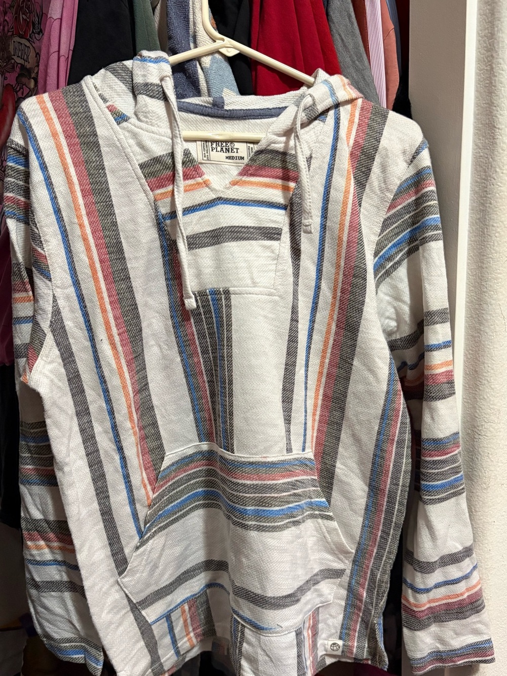 Bohemian White Striped Pullover Hoodie🏝️